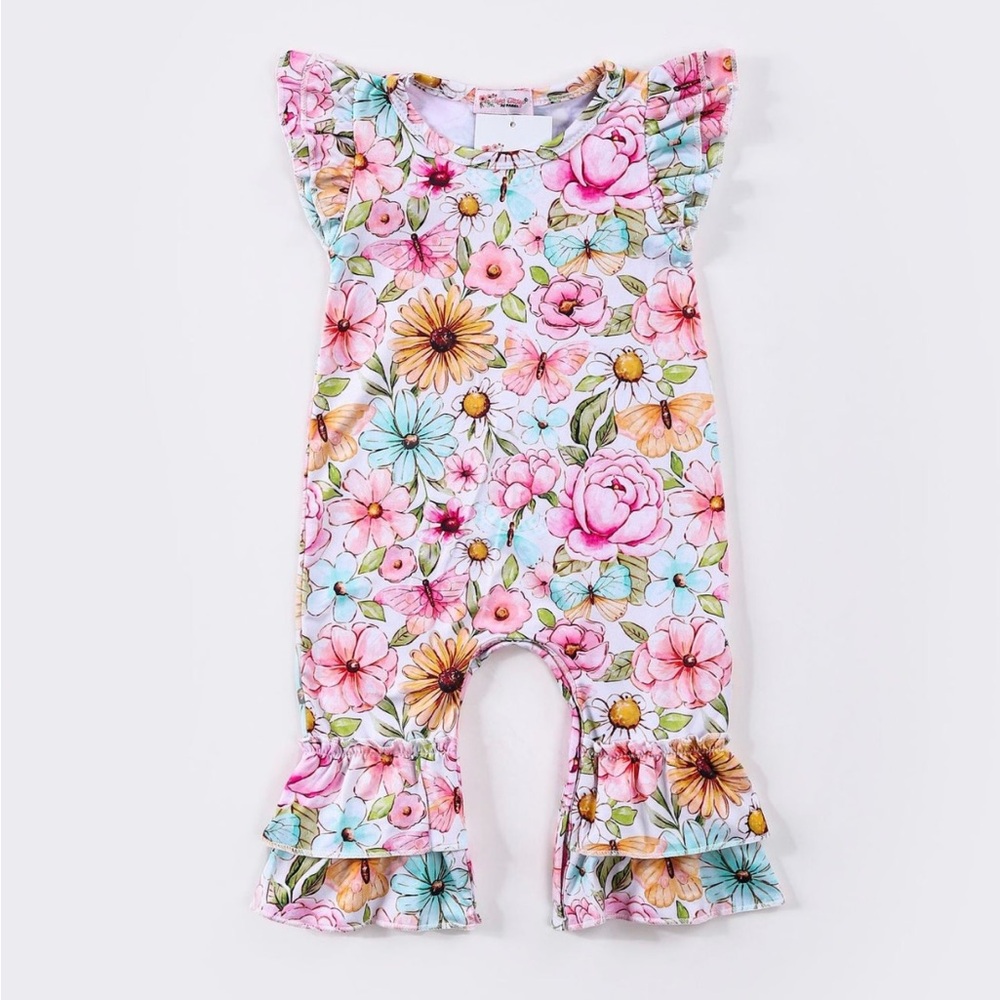 Floral Ruffle Kids Romper
